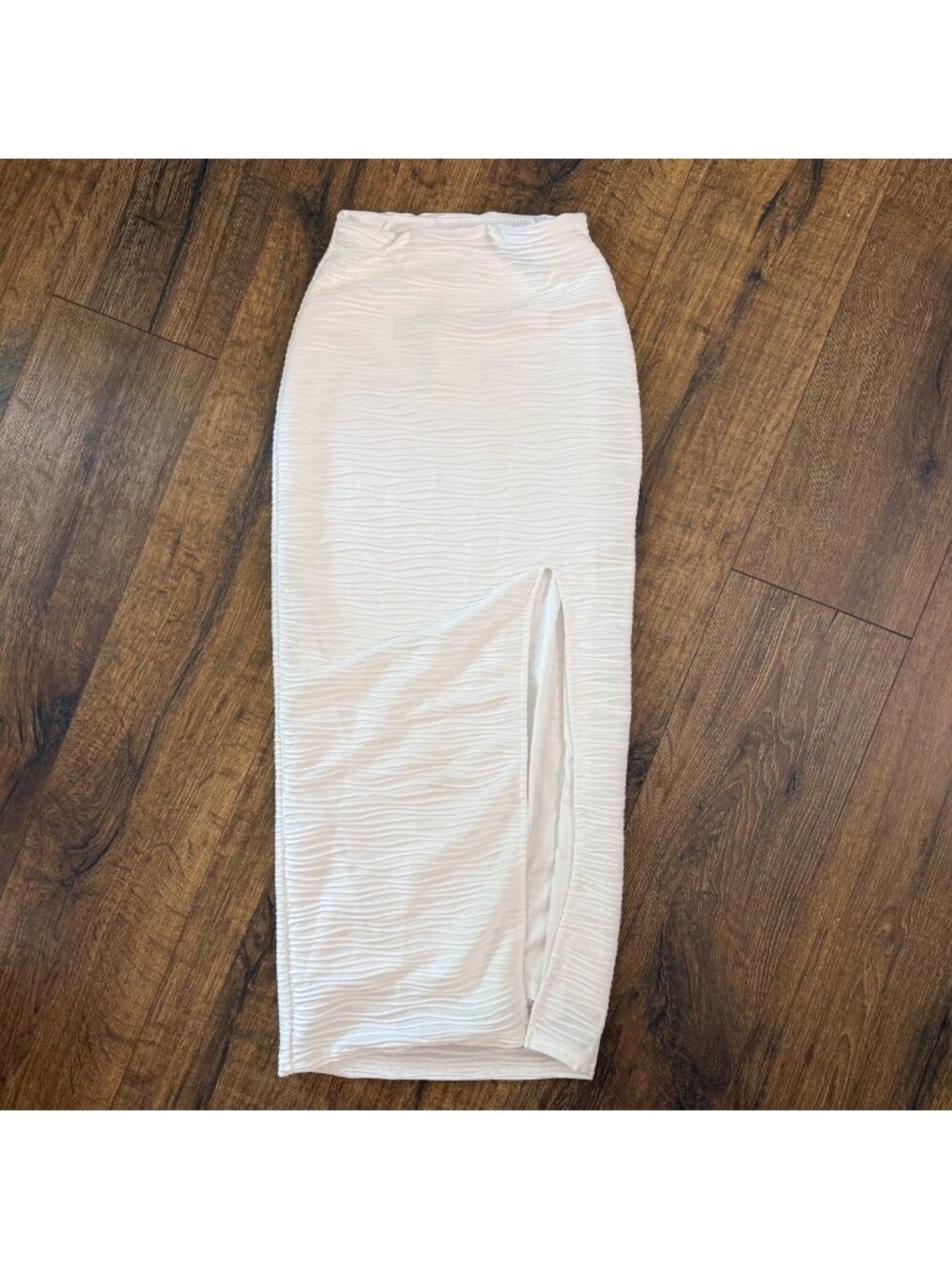 Princess Polly Terah Skirt White Stretch Maxi Textured Bodycon Size 2